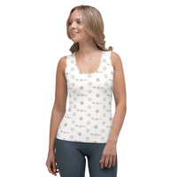 ThatXpression Fashion's Elegance Collection White and Tan Tank Top