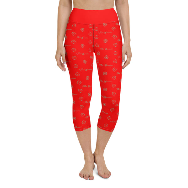 ThatXpression Fashion's Elegance Collection Red and Tan Capri Leggings