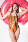 ThatXpression's Orange & Brown Cleveland Themed Striped Savage One-Piece Swimsuit