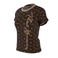 ThatXpression Fashion's Elegance Collection Brown and Tan Script Women's T-Shirt