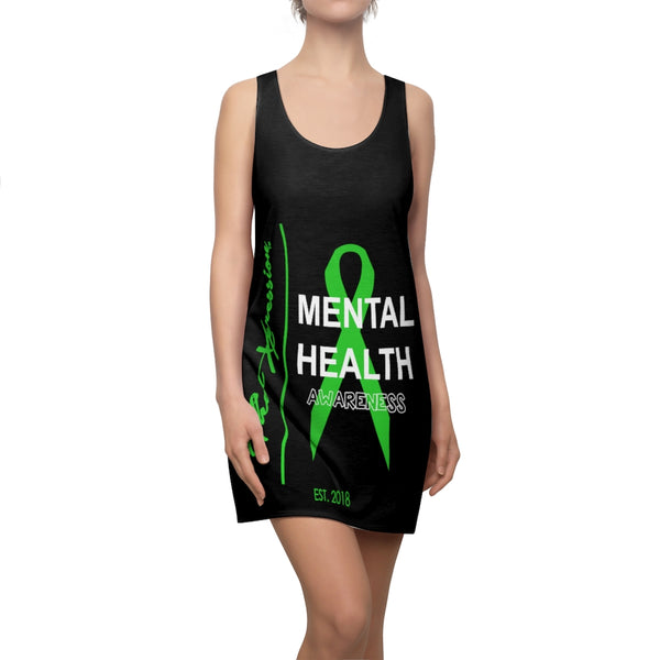 ThatXpression Fashion's Mental Health Awareness Green Black Racerback Dress