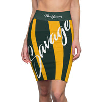 ThatXpression Fashion Green Bay Savage Striped Themed Women's Pencil Skirt 1YZF2