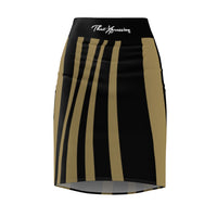 ThatXpression Fashion Black Gold Striped Themed Women's Pencil Skirt 1YZF2