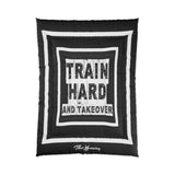 Train Hard And Takeover Affirmation Sports Gym Fitness Black(CF1) Comforter