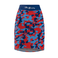ThatXpression Fashion Navy Red Camouflaged Women's Pencil Skirt 1YZF2