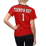 ThatXpression Elegance Women's Red Pewter Tampa Bay S12 Designer T-Shirt
