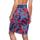 ThatXpression Fashion Navy Red Camouflaged Women's Pencil Skirt 1YZF2