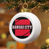 Kansas City Festive Christmas Ball Ornament With Ribbon