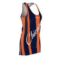 ThatXpression Fashion Navy Orange Enlarged Chicago Print Racerback Dress