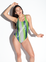 ThatXpression's Blue & Green Seattle Themed Striped Savage One-Piece Swimsuit
