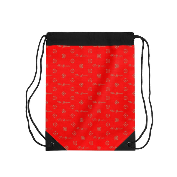 ThatXpression Fashion's Elegance Collection Red and Tan Drawstring Bag