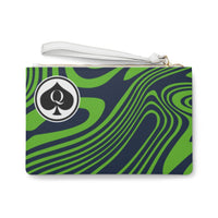 Queen Of Spades Collection Navy Green Clutch Bag