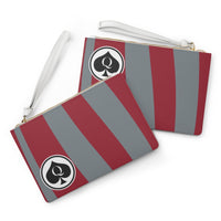 Queen Of Spades Collection Red Grey Clutch Bag