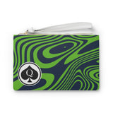 Queen Of Spades Collection Navy Green Clutch Bag