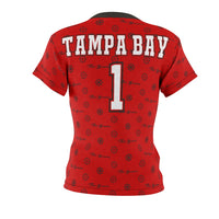 ThatXpression Elegance Women's Red Pewter Tampa Bay S12 Designer T-Shirt