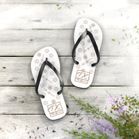 ThatXpression Fashion's TX2 Elegance Collection White and Tan Designer Unisex Flip Flops