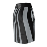 ThatXpression Fashion Black Gray Striped Themed Women's Pencil Skirt 1YZF2