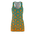 ThatXpression Fashion B2S Orange Teal Designer Tunic Racerback Dress