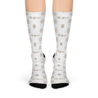 ThatXpression Fashion's Elegance Collection White and Tan Crew Socks