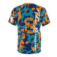 ThatXpression Fashion Orange Teal Navy Ultimate Camo Themed Unisex T-shirt XZ3T