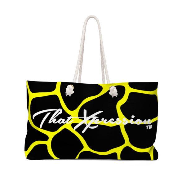 ThatXpression Fashion Stylish Black Yellow Cobble Pattern Weekender Bag R27KB
