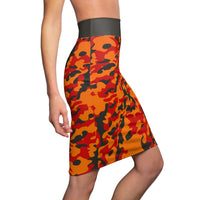 ThatXpression Fashion Pewter Orange Camouflaged Women's Pencil Skirt 7X41K