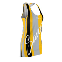 ThatXpression Fashion Black Yellow Gray Enlarged Savage Striped Racerback Dress