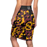 ThatXpression Fashion Gold Black Camouflaged Women's Pencil Skirt 1YZF2