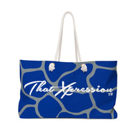 ThatXpression Fashion Stylish Gray Blue Cobble Pattern Weekender Bag R27KB