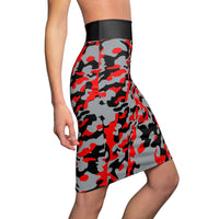 ThatXpression Fashion Red Black Camouflaged Women's Pencil Skirt 7X41K