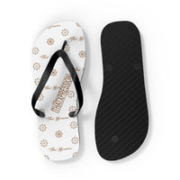 ThatXpression Fashion's Elegance Collection White and Tan Unisex Flip Flops