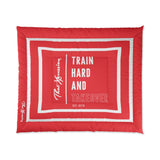 Train Hard And Takeover Affirmation Sports Gym Fitness Red(CF3) Comforter