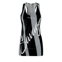 ThatXpression Fashion Black Gray Enlarged Savage Print Racerback Dress