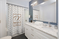 ThatXpression Fashion White and Tan Designer Bathroom Curtains