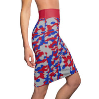 ThatXpression Fashion Red Gray Camouflaged Women's Pencil Skirt 7X41K
