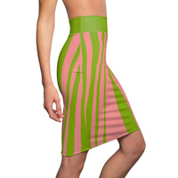 ThatXpression Fashion Pink Green Striped Women's Pencil Skirt 7X41K