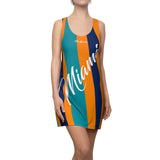 ThatXpression Fashion Teal Orange Navy Enlarged Miami Striped Racerback Dress