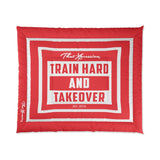 Train Hard And Takeover Affirmation Sports Gym Fitness Red(CF7) Comforter
