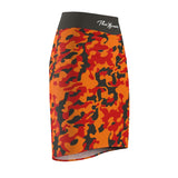 ThatXpression Fashion Pewter Orange Camouflaged Women's Pencil Skirt 7X41K