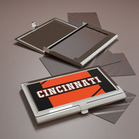 Cincinnati Black Orange Polished Business Card Holder