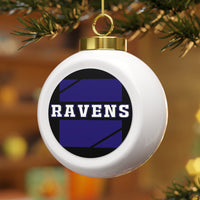 Ravens Festive Christmas Ball Ornament With Ribbon