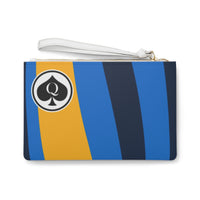 Queen Of Spades Collection Blue Gold Clutch Bag