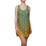 ThatXpression Fashion B2S Orange Teal Designer Tunic Racerback Dress