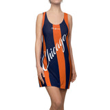 ThatXpression Fashion Navy Orange Enlarged Chicago Print Racerback Dress