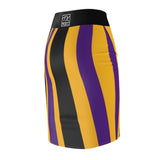 ThatXpression Fashion Purple Gold Striped Themed Women's Pencil Skirt 7X41K