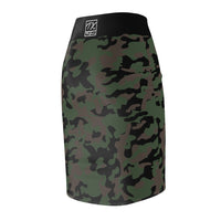 ThatXpression Fashion Green Black Camouflaged Women's Pencil Skirt 1YZF2