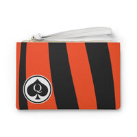 Queen Of Spades Collection Black Orange Clutch Bag