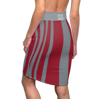 ThatXpression Fashion Crimson Gray Savage Striped Themed Women's Pencil Skirt 1YZF2