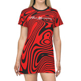 ThatXpression Fashion Black Red Swirl T-Shirt  Dress P98J