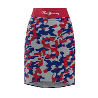 ThatXpression Fashion Red Navy Camouflaged Women's Pencil Skirt 7X41K
